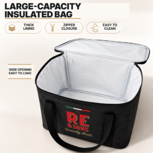 Large Capacity Custom Insulated Cooler Bag with Zipper Closure and Reinforced Handles