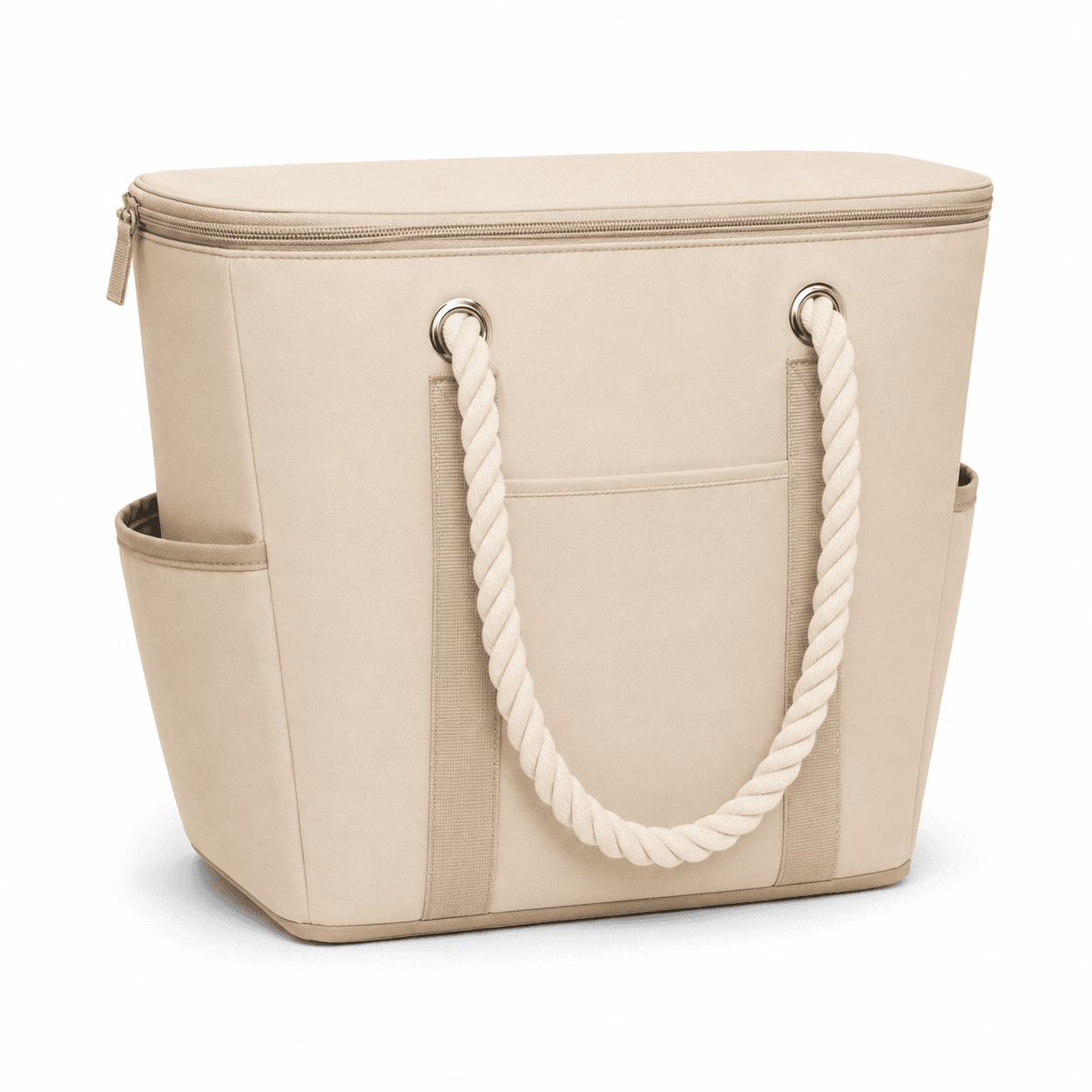 Light Blue Insulated Cooler Tote Bag with Rope Handles for Picnic, Beach and Grocery Shopping - 图片 3