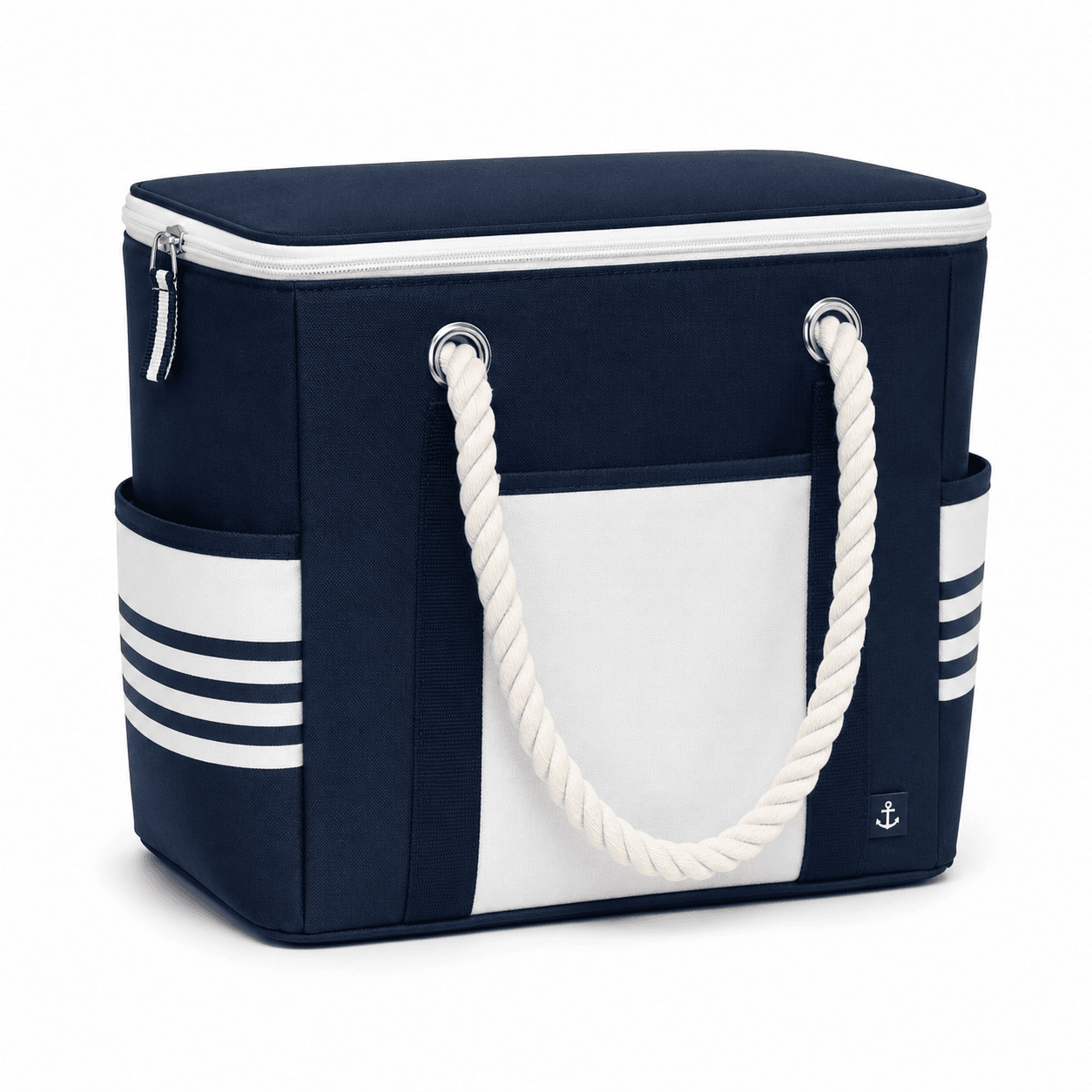 Light Blue Insulated Cooler Tote Bag with Rope Handles for Picnic, Beach and Grocery Shopping - 图片 4