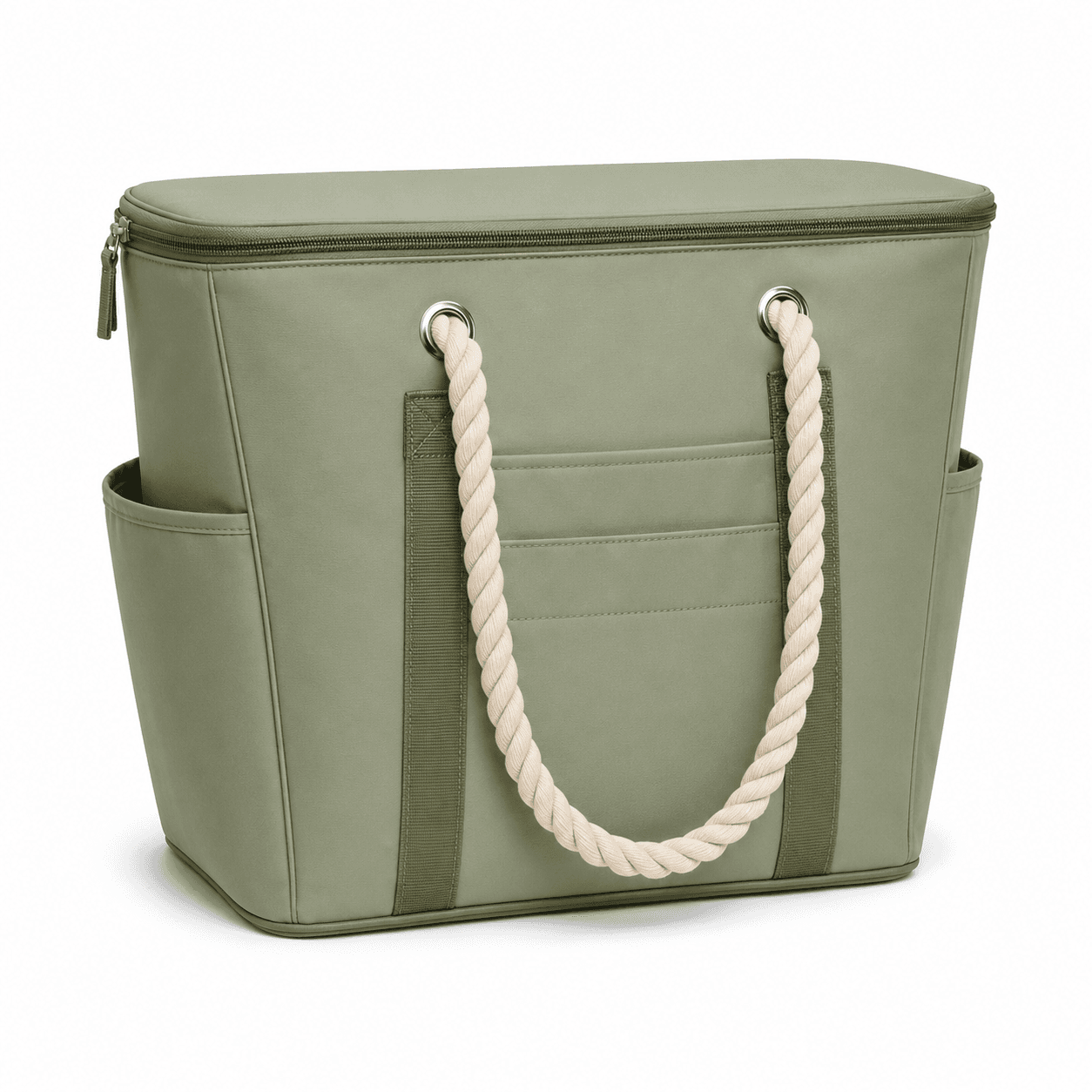 Light Blue Insulated Cooler Tote Bag with Rope Handles for Picnic, Beach and Grocery Shopping - 图片 5