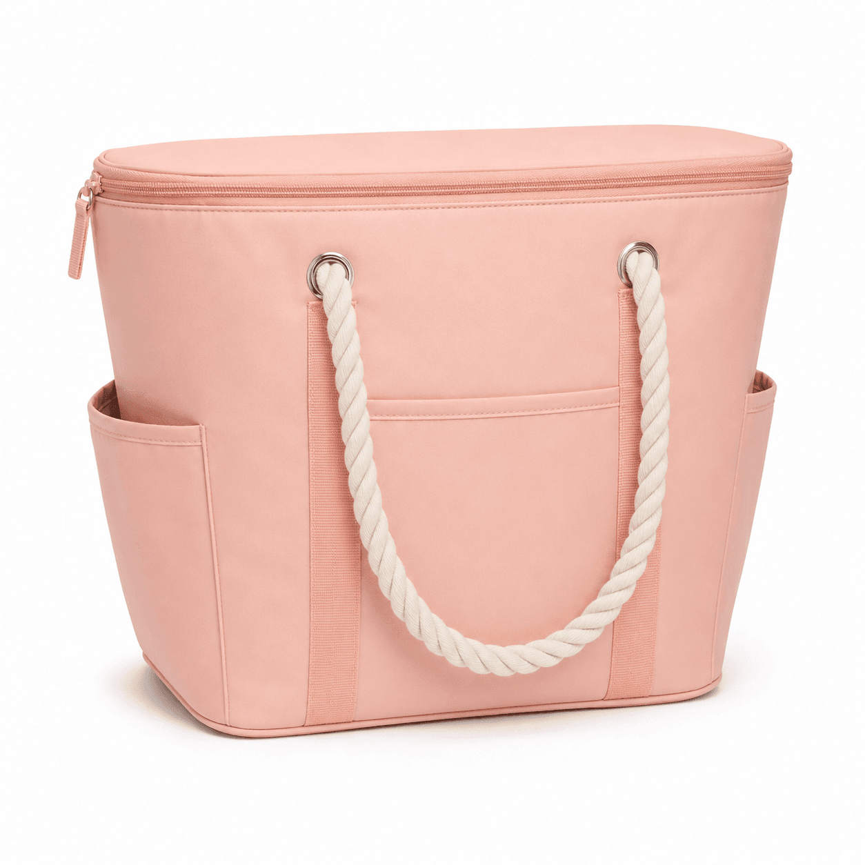 Light Blue Insulated Cooler Tote Bag with Rope Handles for Picnic, Beach and Grocery Shopping - 图片 2