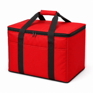 Large Capacity Red Insulated Cooler Bag with Zipper for Food Delivery