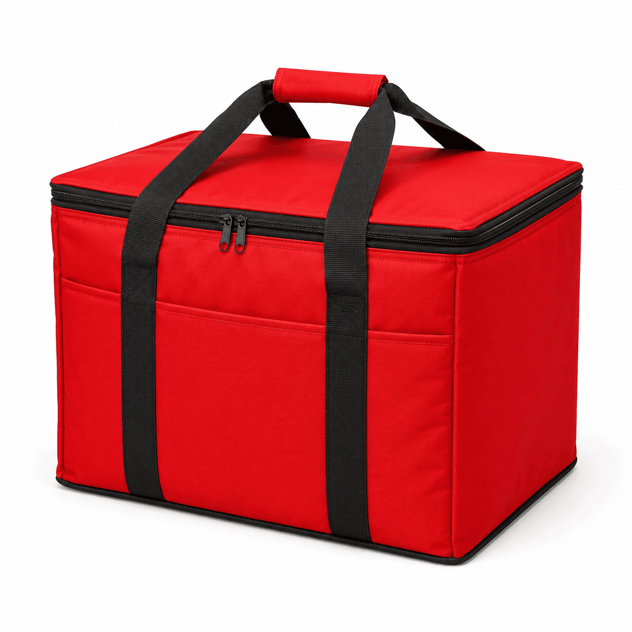 Large Capacity Red Insulated Cooler Bag with Zipper for Food Delivery