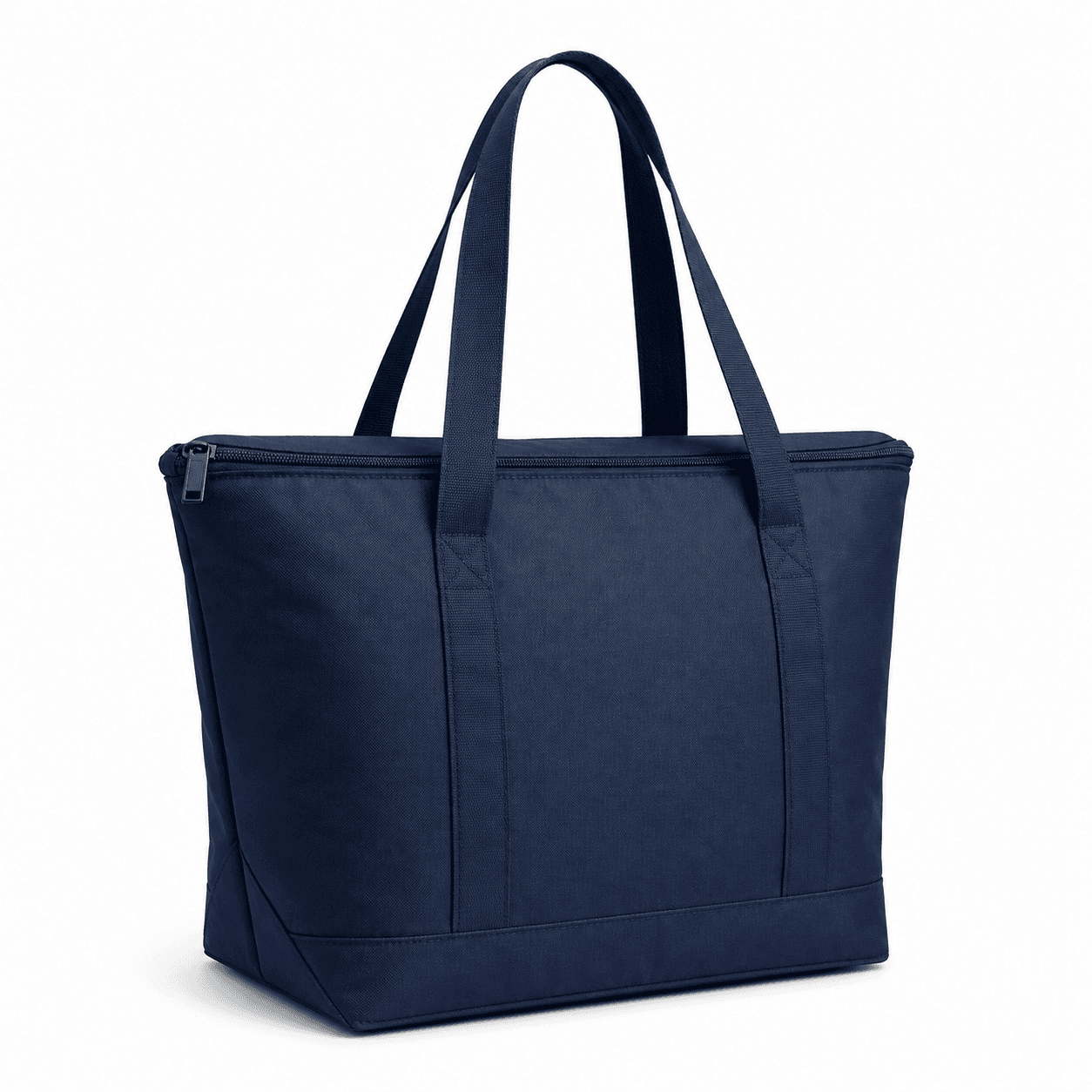 Navy Blue Insulated Cooler Tote Bag with Zipper for Grocery Shopping, Food Delivery and Custom Logo